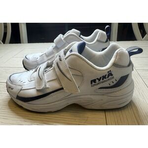 Ryka Sport walker 3 Women's Double Strap Sneakers‎ White W/ Navy Size 7 W